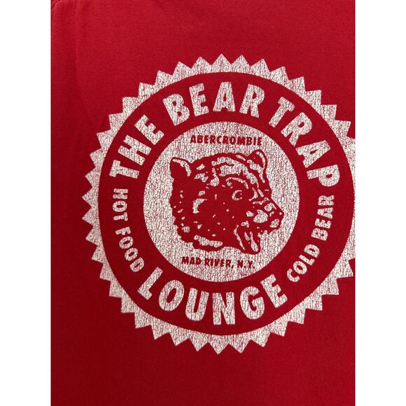 Vintage Abercrombie & Fitch Shirt Men's Medium‎ Red Blue Muscle Bear Trap Lounge - Picture 6 of 12